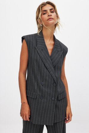 NA-KD Boxy Oversized Vest - Blazer vest - Grå - EU 32