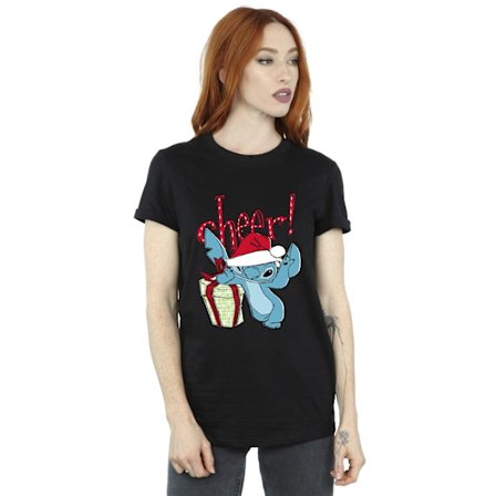 Disney Dam/Kvinnor Lilo Och Stitch Cheer Bomull Boyfriend T-S