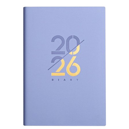 A5-kalender, 2026-almanakk, engelsk kalender, 156 sider, én side per dag, gullfolieomslag (lilla)