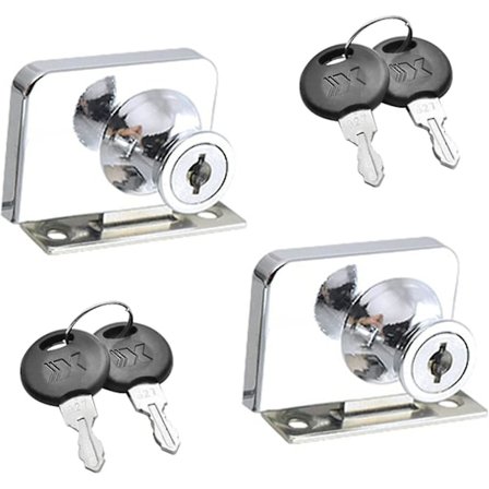 2 Pak Glasdørslås Zink Legering Glas Skabsdørslås Med Dobbelt Åbningsnøgle