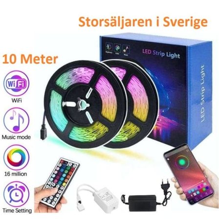 Flexibel 10m RGB LED-slinga / Ljusslinga / LED-Strip Bluetooth APP flerfärgad_Paris