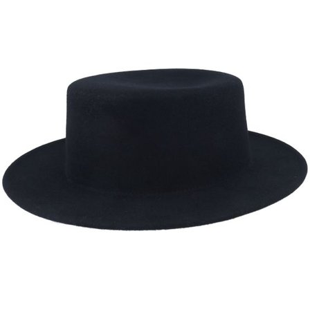 Seeberger - Svart traditionalbeanie Hatt - Wool felt Matelot Black Boater @ Hatstore