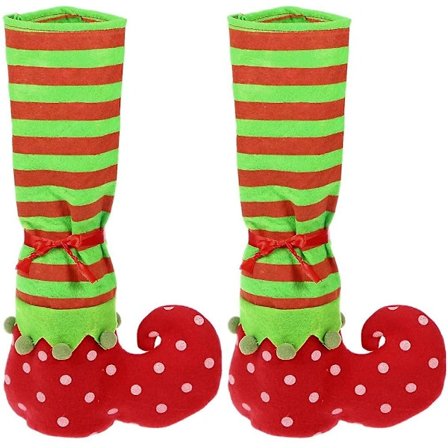 Tomte Strumpbyxor Bordsbensskydd för Juldekoration 2-pack