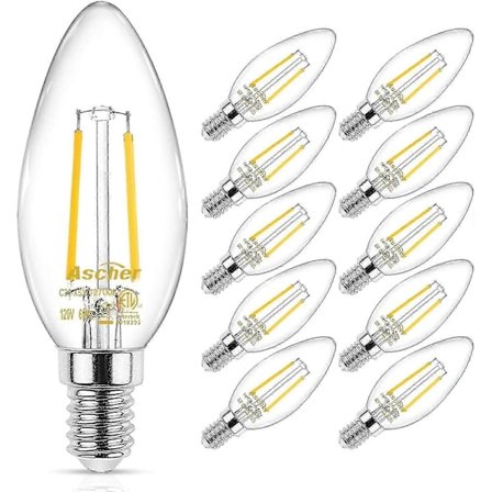 Klassisk E12 LED kandelaber pære, svarende til 40w, varm hvid 2700k, filament klart glas, ikke-d_Særlige gaver