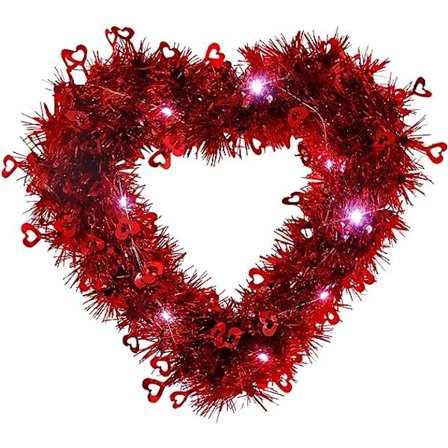 Hjärtformad Krans för Alla Hjärtans Dag, Krans för Dörren, Dekorationer för Alla Hjärtans Dag, Hjärtformade Dekorationer, Hängande Girlang