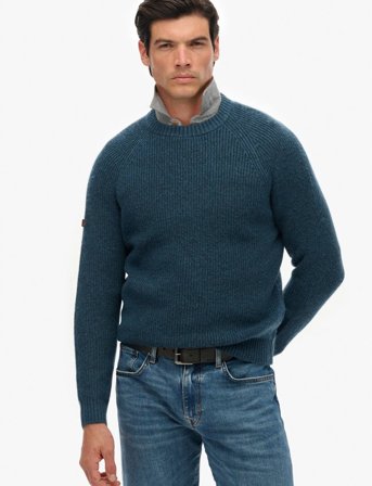 Superdry Chunky Raglan Jumper - Navy - XXXL