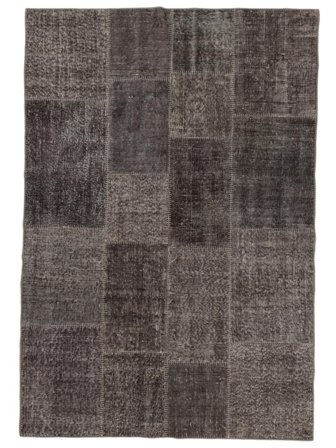 Anudada A Mano Patchwork Alfombra 140X200 Vintage De Lana Negro/Marrón Pequeño