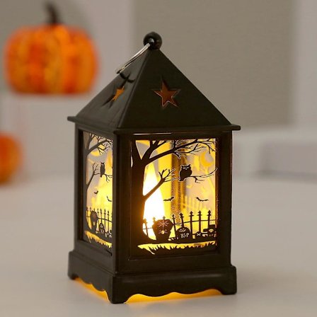 Halloween Vindlampe Scene Natlys LED Elektronisk Stearinlys Lampe Spøgelse Bærbar Græskarlampe Lysestage