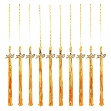 10 stk. Akademiske Dimissionshue Kvaster Dimissionshue Dekorationer Med Årsmærker Guld 40X3.5cm Golden 40X3.5cm