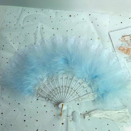 Lolita Feather Folding Fan Sweet Fairy Girl Dark Court Dance H