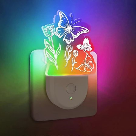 Farverig LED Natlampe, Ambient Auto On/Off Sensor Stikkontakt Lys, EU Stik Sengelampe Væglampe til Soveværelse, Gang eller Børneværelse Multic{yh}