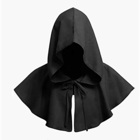 Halloween Grim Cowl Cloak Medeltida Wicca Pagan Hood Hat Black
