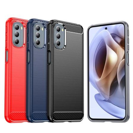 SKALO Moto G31 / G41 Armor Carbon Stødsikker TPU-cover - Vælg fa Red