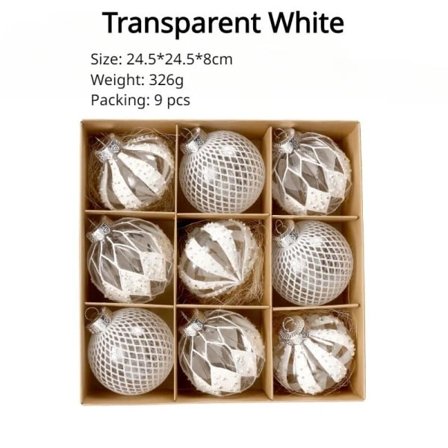 Jul ball pynt transparent malt PET jule ball sett pynt