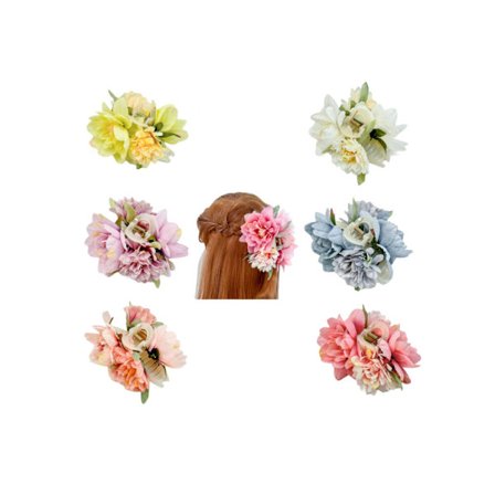 6 stk./sæt Dekorative Hawaii Tropiske Blomster Hårklemmer Multi-Farvet Pæon Design Boho Blomster Hårtilbehør til Kvinder, Perfekt til Brude, Daglig &