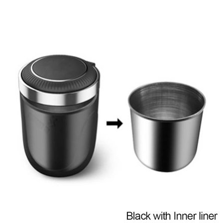 Bilaskkopp med lock och LED-lampa, portabel avtagbar bilaskkopphållare, askkopp interiördelar~05632