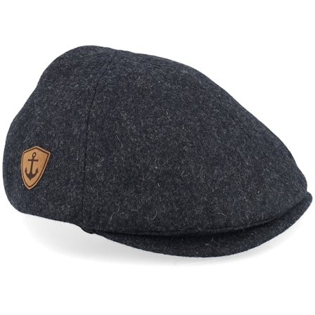 Jack Anchor - Grå flatcap Keps - Anchor Shiled Patch Charcoal Wool Ivy Flat Cap @ Hatstore