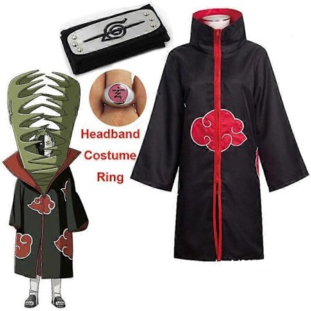 Harajuku Cosplay Uchiha Itachi Cosplay Kostym Huvudband Halsband Ring Kunai Deida Rafei Halloween Kostym Pojkar och Flickor Pain Cape - Perfekt