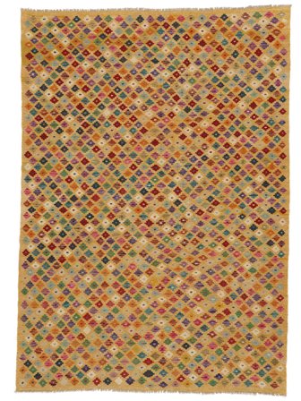 Tapis D'orient Kilim Afghan Old Style 209X292 Marron/Rouge Foncé (Laine, Afghanistan)