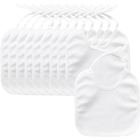10 stk. hvite smekker for barn (18 x 18 cm), vanntett skjerf, trekant for babyer, vanntett håndkle, én størrelse, hvit, én størrelse