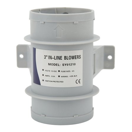 3 tommers ventilasjonsvifte, vifte med høy effektivitet og stabil ytelse, plast inline luftvifte for yacht RV DC12V