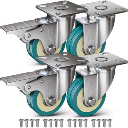 4 Möbelhjul 200 kg + 16 skruvar 66 mm Universalhjul med bromsar Inga bromsar Industriell platta Transporthjul