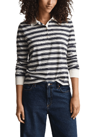 GANT Långärmad Randig pikétröja Överdelar Dam Vit XL