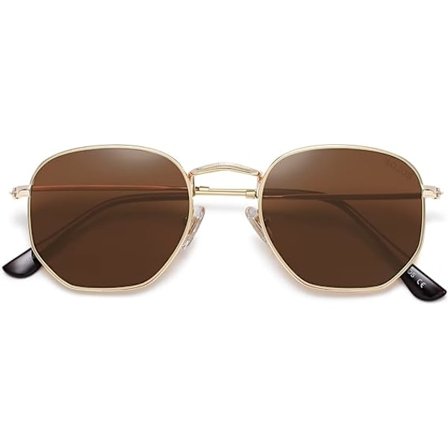 1 stk. Guldramme/Progressive Te Dame Herre Firkantede Polariserede Solbriller Lille Heksagonal Polygonal