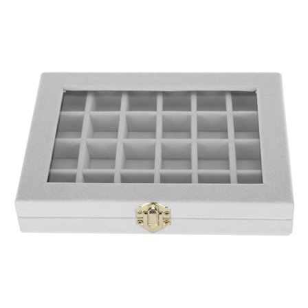 Yksinkertainen kannettava puinen flanelli korvakorut renkaat korut järjestäjä säilytyslaatikko kotelo Harmaa