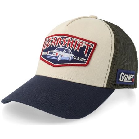 Gearshift - Beige trucker Keps - German Classic Car Gshift Stone/Olive/Navy A-Frame Trucker @ Hatstore