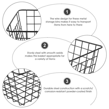 Hålformad järntrådskorg, förvaringskorgar i metall utan foder badrum kök organizer svart