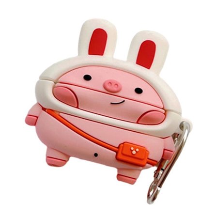 AirPods Pro söt vit mössa piggy silikonfodral med krok