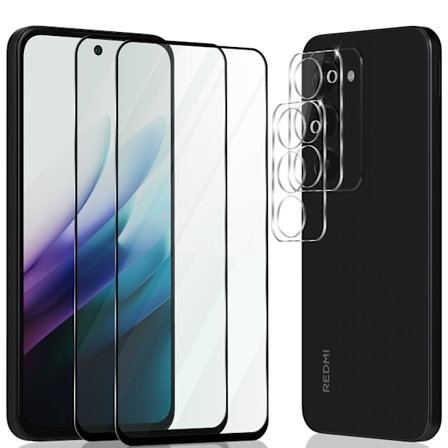 2-Pack Xiaomi Redmi 15 Skærmbeskyttelse & 2-Pack linsebeskyttelse - Hærdet Glas 9H - Super kvalitet 3D