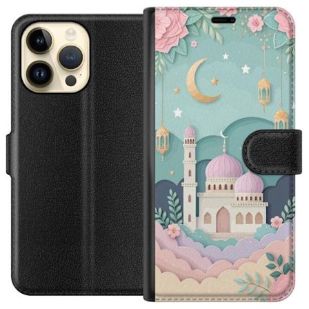 Kompatibelt Lommeboketui til Apple iPhone 15 Pro Max Håndtegnet reiseinspirert mønster med verdenskart, fly, hjerter og vintage eventyrtema