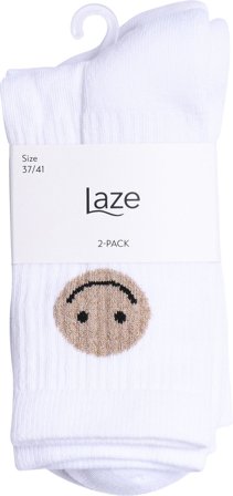 Laze Tennisstrømpe Hvide Med Striber Smily I Guld 37-41, Tøj & Bolig, Strømper, Knæstrømper