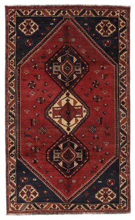 Shiraz Teppich Handgeknüpft 155X256 Schwarz/Dunkelrot Persien