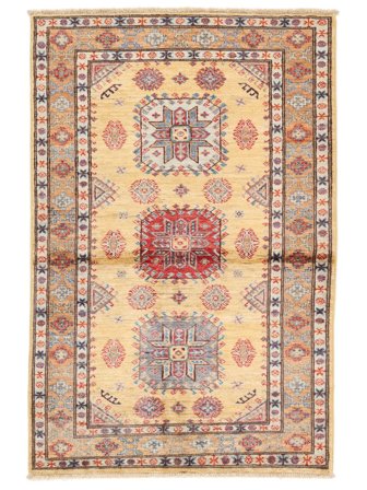 Kazak Ariana Vloerkleed Handgeknoopt 97X147 Bruin/Oranje Afghanistan