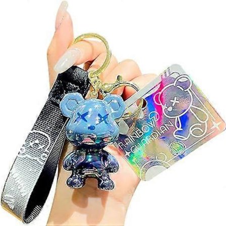 Menn Kvinner Kul Søm Farge Bjørner Nøkkelring Nøkkelring Glimmende Liten Bjørner Nøkkelring Nøkkel-Gradvis blå-svart