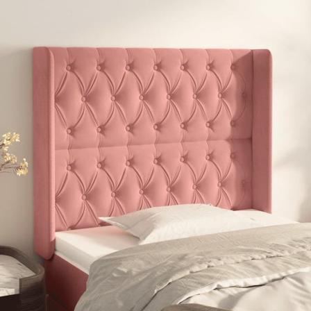 Vidaxl Huvudgavel Med Kanter Rosa 93x16x118/128 Cm Sammet Rosa