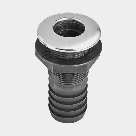 Bordsgenomföring plast med nippel 19 mm. Rostfri fläns