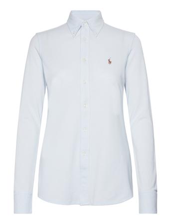 Slim Fit Knit Cotton Oxford Shirt Tops Shirts Long-sleeved Blue Polo Ralph Lauren