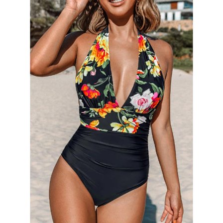 1 stk Dame Badetøy V-hals Wrap Stil Fargeblokk Elegant En Del