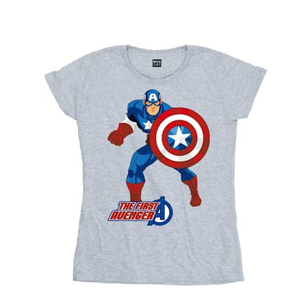 Captain America Dam T-shirt för kvinnor/damer The First Avenger S Sport
