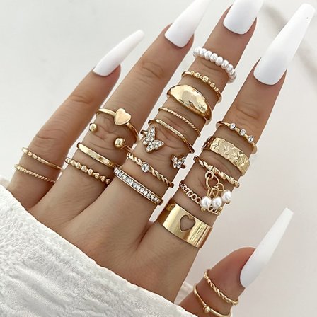 1 Set Legeringsringar Set För Kvinnor Smycken Justerbar Ring För Tjej