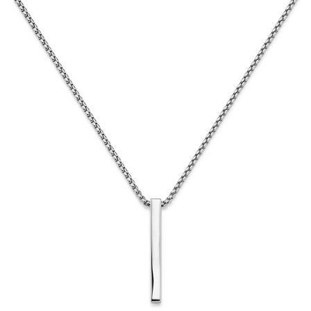 Argentia | Collar con colgante de barra minimalista de plata de ley 925 pulida para hombres - Collares de cadena