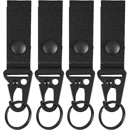 4 stk., nylonbånd med nøgleholder karabinhage taktisk bæltespænde klips krog hængende bælte til rygsæk camping vandreture