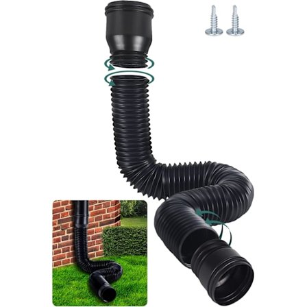 Flexibel Stuprörsförlängare, Rund Förlängningssats för 80/100 mm Stuprör, Stuprörsförlängning från 47 till 150 cm (Svart, 1