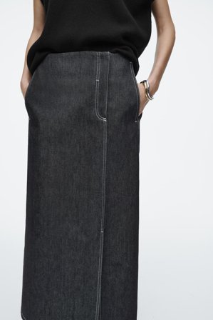 COS Women's Gonna Midi Dritta In Denim in Blu