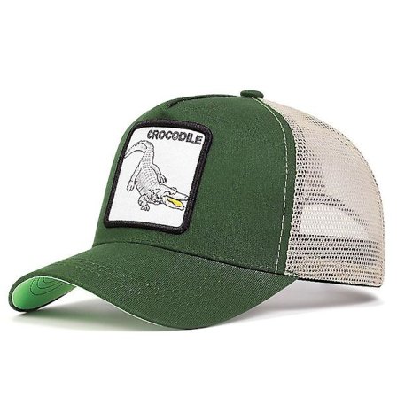 Animal Baseball Cap Cartoon Solskydd Mesh Broderi Trucker Black Panther Rooster Hat Crocodile Green