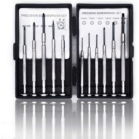 11-delad precisionsskruvmejselset, litet skruvmejselset för elektronik, leksaker, dator